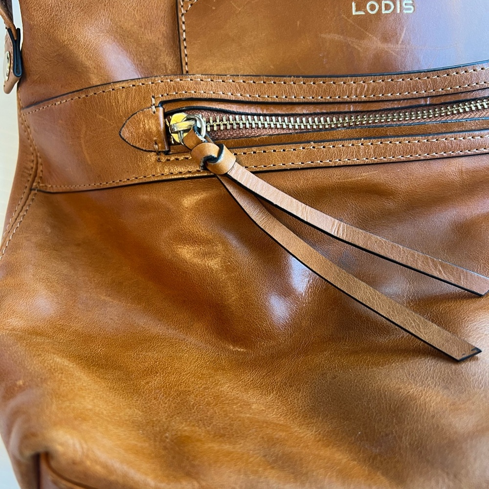 Lodis Brown Leather Women's Backpack - Picture 2 of 6